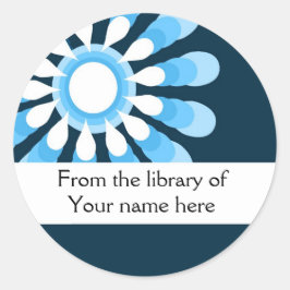 Gepersonaliseerde Boekplaten (6) Moderne Bloem Ronde Sticker