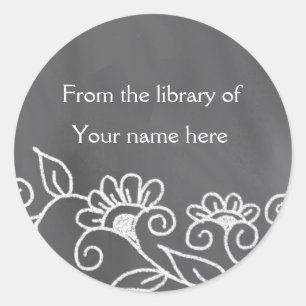 Gepersonaliseerde Boekplaten - Bloemen krijtbord Ronde Sticker
