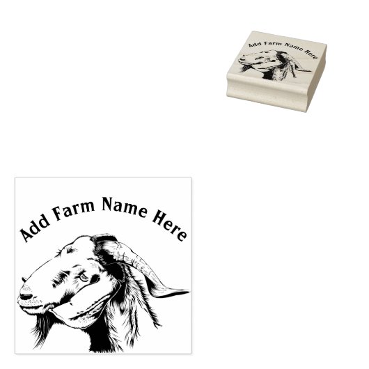 Gepersonaliseerde Boer Goat Boerderij Head Sketch Rubberstempel (Gestempeld)