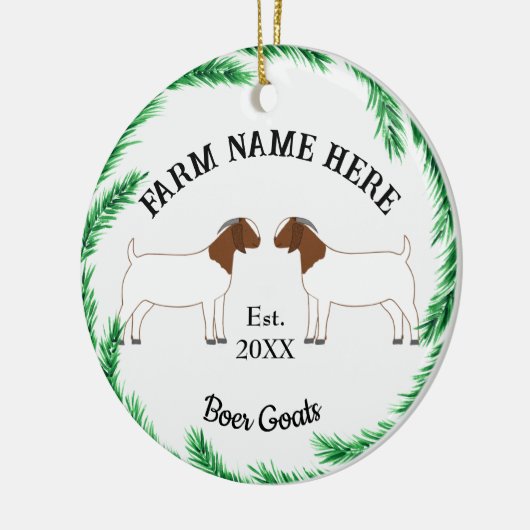 Gepersonaliseerde boer Goat Boerderij Pine Wreater Keramisch Ornament (Links)