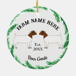 Gepersonaliseerde boer Goat Boerderij Pine Wreater Keramisch Ornament