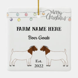 Gepersonaliseerde Boer Goat Boerderij Witte Kerstm Keramisch Ornament