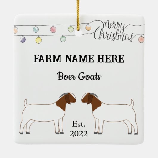 Gepersonaliseerde Boer Goat Boerderij Witte Kerstm Keramisch Ornament (Achterkant)
