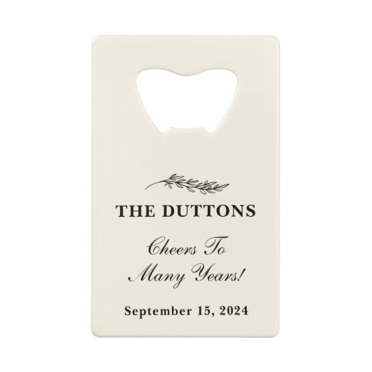 Gepersonaliseerde boerderij bruiloft gunst creditkaart flessenopener (Achterkant)