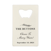 Gepersonaliseerde boerderij bruiloft gunst creditkaart flessenopener (Achterkant)