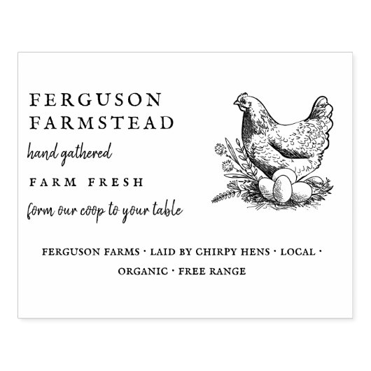 Gepersonaliseerde Boerderij Fresh Egg Rustic Custo Rubberstempel (Afrduk)