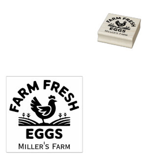 Gepersonaliseerde Boerderij Fresh Eggs Stamp Rubberstempel