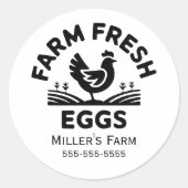 Gepersonaliseerde Boerderij Fresh Eggs Sticker (Voorkant)