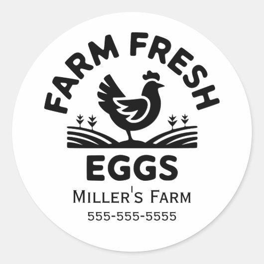 Gepersonaliseerde Boerderij Fresh Eggs Sticker (Voorkant)