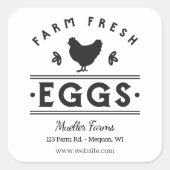 Gepersonaliseerde Boerderij Fresh Eggs Vierkante Sticker (Voorkant)