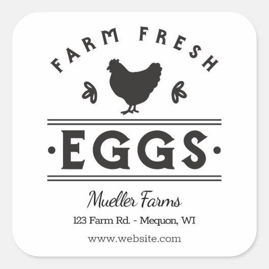 Gepersonaliseerde Boerderij Fresh Eggs Vierkante Sticker (Voorkant)