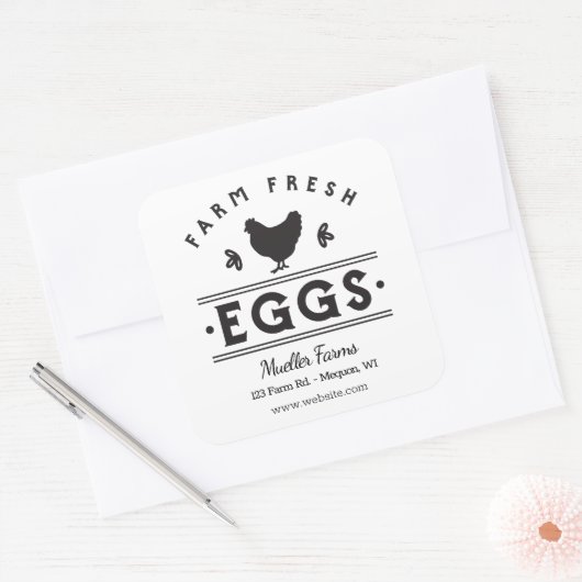 Gepersonaliseerde Boerderij Fresh Eggs Vierkante Sticker (Envelop)
