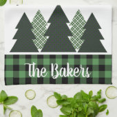 Gepersonaliseerde boerderij geplakt kerstboom theedoek (Gevouwen)