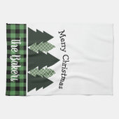 Gepersonaliseerde boerderij geplakt kerstboom theedoek (Horizontaal)