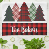 Gepersonaliseerde boerderij geplakt kerstboom theedoek (Gevouwen)