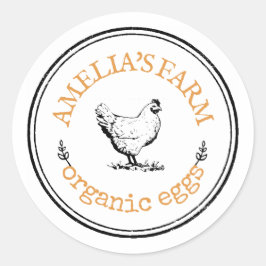 Gepersonaliseerde  boerderij kippenei ronde sticker