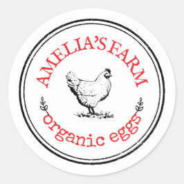 Gepersonaliseerde  boerderij kippenei ronde sticker