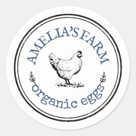 Gepersonaliseerde  boerderij kippenei ronde sticker