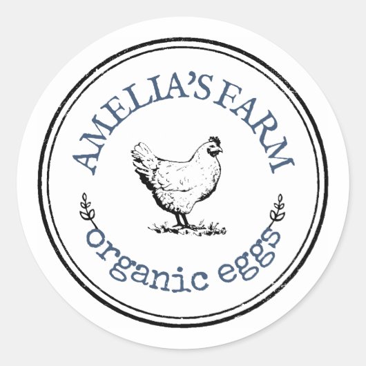 Gepersonaliseerde boerderij kippenei ronde sticker (Voorkant)