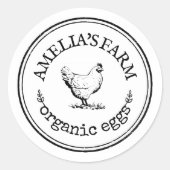 Gepersonaliseerde  boerderij kippenei ronde sticker (Voorkant)