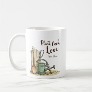 Gepersonaliseerde boerderij Mok - Plant, kok, lief