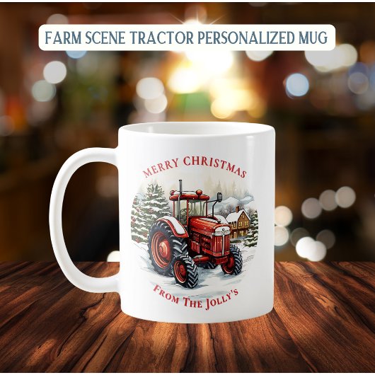 Gepersonaliseerde Boerderij Tractor Kerstmis Koffiemok