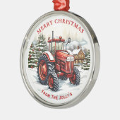 Gepersonaliseerde Boerderij Tractor Kerstmis Metalen Ornament (Links)