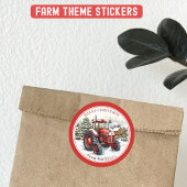 Gepersonaliseerde Boerderij Tractor Kerstmis Ronde Sticker