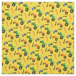 Gepersonaliseerde boerderij tractor naam kleurrijk stof