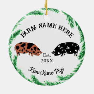 Gepersonaliseerde Boerderij van KuneKune Pig Wreat Keramisch Ornament
