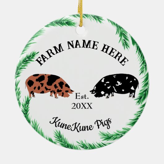Gepersonaliseerde Boerderij van KuneKune Pig Wreat Keramisch Ornament (Achterkant)