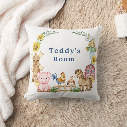 Gepersonaliseerde boerderijdieren kwekerij kussen (Deken)