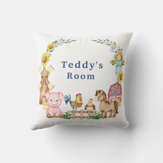 Gepersonaliseerde boerderijdieren kwekerij kussen (Achterkant)
