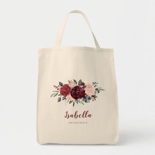 Gepersonaliseerde boeroendese waterverf florale br tote bag (Voorkant)