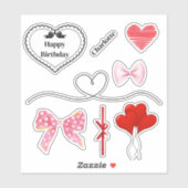 Gepersonaliseerde Bogen en Harten Verjaardag Stick Sticker (Vel)