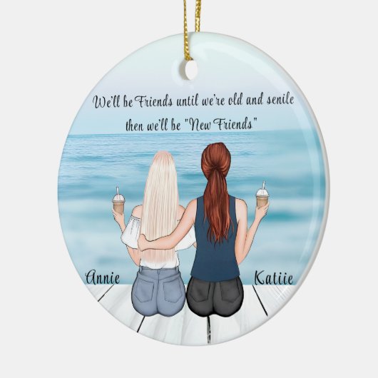 Gepersonaliseerde Bohemian Beste Vriend Aangepaste Keramisch Ornament (Links)