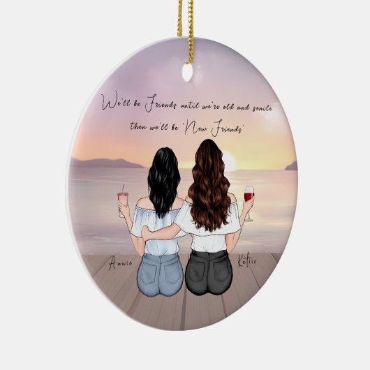 Gepersonaliseerde Bohemian Beste Vriend Aangepaste Keramisch Ornament (Rechts)