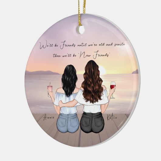 Gepersonaliseerde Bohemian Beste Vriend Aangepaste Keramisch Ornament (Links)