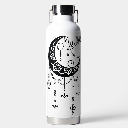 Gepersonaliseerde Bohemian Cresent Moon Waterfles (Voorkant)
