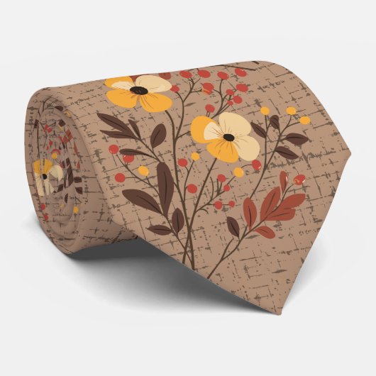 Gepersonaliseerde Boho Autumn Wildflowers Stropdas (Opgerold)