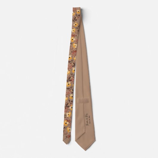 Gepersonaliseerde Boho Autumn Wildflowers Stropdas (Achterkant)