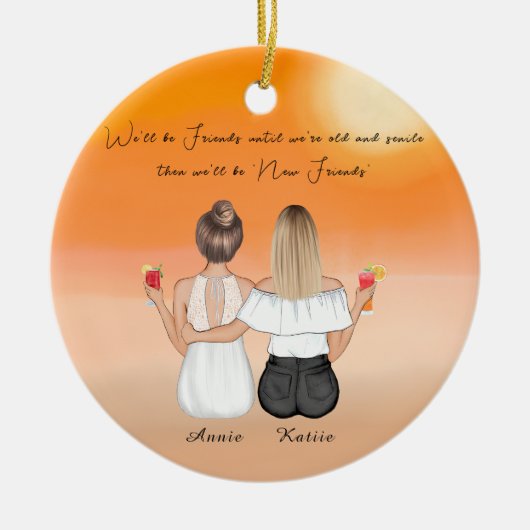 Gepersonaliseerde Boho Beste Vriend Gift Keramisch Ornament (Voorkant)