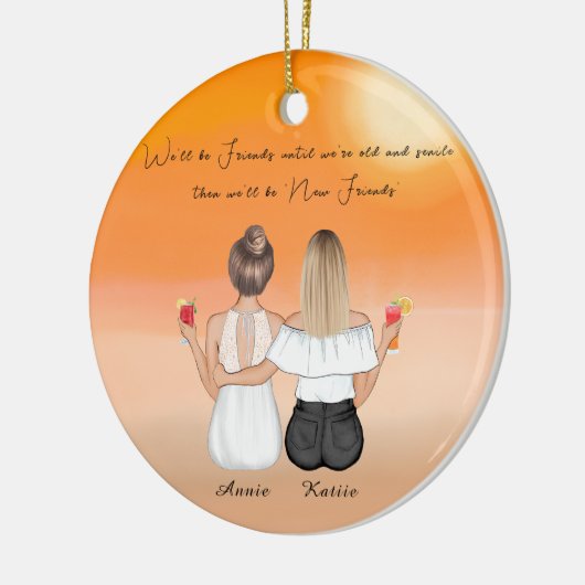 Gepersonaliseerde Boho Beste Vriend Gift Keramisch Ornament (Links)