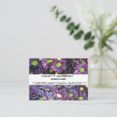 Gepersonaliseerde Boho Black en Paarse Daises Bloe Visitekaartje (Staand voorkant)