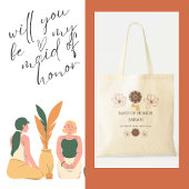 Gepersonaliseerde Boho Bloemen Bruiloft Party Canv Tote Bag