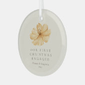 Gepersonaliseerde Boho Bloemen Eerste Kerstmis ver Glas Ornament (Voorkant links)