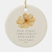 Gepersonaliseerde Boho Bloemen Eerste Kerstmis ver Keramisch Ornament (Achterkant)