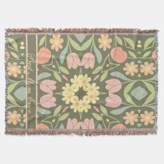 Gepersonaliseerde Boho Bloemen Geweven Gooi Deken