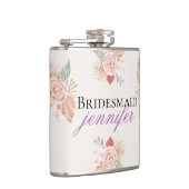 Gepersonaliseerde Boho Bloemen Hart Roze Beige Heupfles (Rechts)