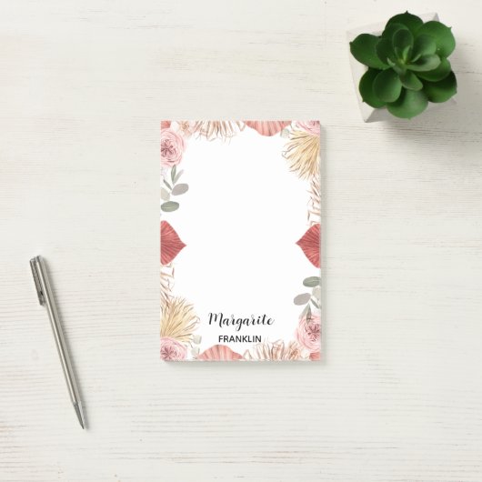 Gepersonaliseerde Boho Bloemen Home Kantoor Niet Post-it® Notes (Kantoor)